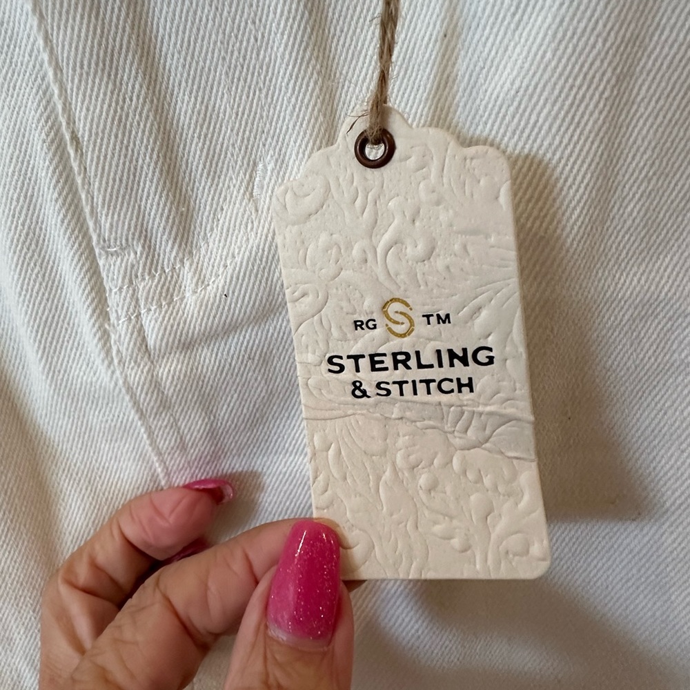 White Denim & Rhinestones Skirt! Size Small. Sterling & Stitch - Picture 7 of 9